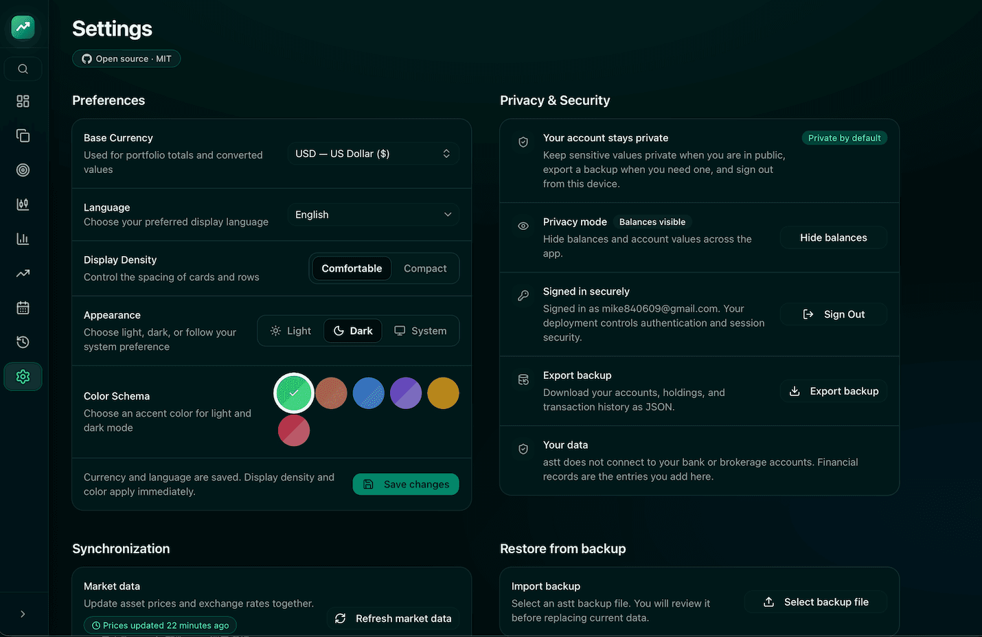 Desktop settings